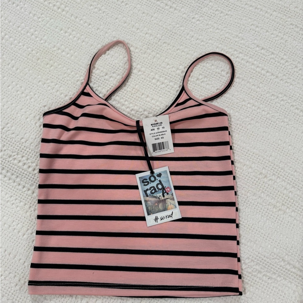 Pink and Black Striped Tank Top